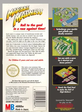 Marble Madness (USA) box cover back